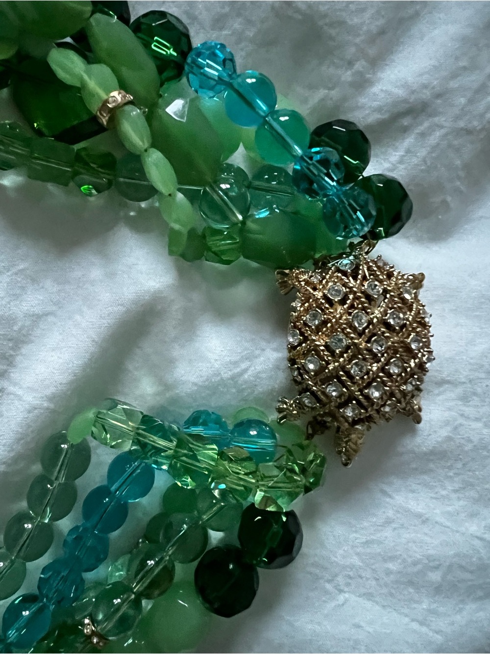 kate spade Green and Teal Multi-Strand Beaded Necklace with Gold Clasp